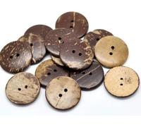 Lot de 30 boutons en noix de coco à coudre - Ø 2,3 cm - 2 trous - Marron