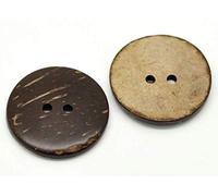 Lot de 30 boutons ronds en noix de coco à coudre - Diamètre : 3 cm - 2 trous - Marron - Pour travaux manuels - 30 mm