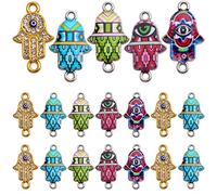 Lot de 30 breloques en alliage avec strass - Main de Fatma - Colorées - Mauvais œil - Pour loisirs créatifs, bijoux, cadeaux de Noël, 2 styles