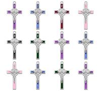 Lot de 30 breloques en alliage émaillé de 6 couleurs avec croix de Saint Benoît Jésus pour chapelet, perles, colliers, pendentifs pour la fabrication de bijoux catholiques et de bracelets, Zinc Émail