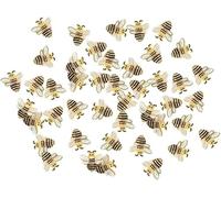 Lot de 30 breloques en forme d'abeille 3D en résine jaune à dos plat pour nail art, loisirs créatifs et utilisation en salon