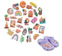 Lot de 30 breloques pour chaussures en PVC pour crocs, décoration de chaussures à faire soi-même, accessoires de personnalité pour les vacances, boucles de chaussures à fleurs souples