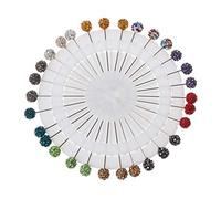 Lot de 30 broches droites en forme de boule de cristal pour hijab - Pour écharpe, bijoux de tête, guirlande, couronne, pendentif, décoration de Pâques, Pâques