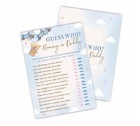 Lot de 30 cartes à remplir double face Guess Who? pour fête prénatale et activités - 12,7 x 17,8 cm sur le thème de l'ours et des ballons pour maman ou papa