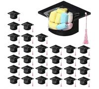 Lot de 30 cartes de remise de diplôme 2026 en forme de dôme de bonbons à faire soi-même avec pompons - Boîte à chocolat pour amis, étudiants, enseignants, école, fête, fournitures de fête, décorations
