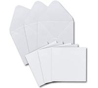 Lot de 30 cartes pliées carrées blanches - 13,5 x 13,5 cm - 240 g/m² - Avec enveloppes carrées - 14 x 14 cm - 90 g/m² - Collage humide