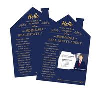 Lot de 30 cartes postales en forme de maison pour agent immobilier, 12,7 x 17,8 cm, cartes postales en feuille d'or pour cartes de visite, cartes de recommandation, cartes de remerciement, marketing