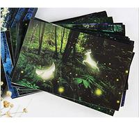 Lot de 30 cartes postales lumineuses pour remise de diplôme, cartes d'encouragement, de félicitations, d'anniversaire, thème forêt, cerf et clair de lune