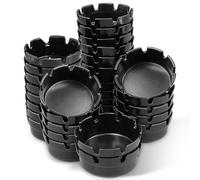 Lot de 30 Cendriers Ronds en Mélamine Noir 10 cm, Cendrier Plastique Résistant avec 8 Encoches pour Bar, Maison, Restaurant, Terrasse, Intérieur & Extérieur