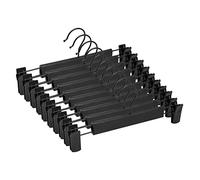 Lot de 30 cintres Noirs en Plastique pour Pantalons, Jupes avec Clips