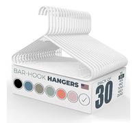 Lot de 30 cintres Super Robustes, en Plastique Solide, fabriqués aux États-Unis, pour placards et vêtements (Blanc)