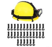 Lot de 30 clips de lampe frontale pour casques rigides, crochets en plastique ABS avec installation facile, supports de lampe de poche sécurisés pour camping, randonnée, travaux de construction, noir
