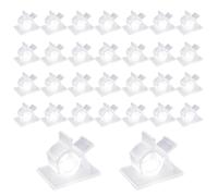 Lot de 30 Clips Transparents,Organiseurs Autocollants,4 Clips Adhésifs Réglables pour Gestion des Câbles-Voiture,Maison,Bureau,Sous le Bureau,Scène