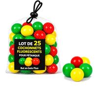 Lot de 30 Cochonnets Fluorescents Pétanque - Pack Buts en Bois Fluo