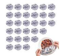 Lot de 30 couvercles alimentaires en feuille d'aluminium résistants à la chaleur | Couvercles réutilisables pour le stockage des aliments frais, la cuisine, la cuisine, la maison, le pique-nique, le