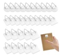 Lot de 30 crochets autocollants pour tableaux blancs en acrylique, 3 tailles assorties, crochets à coller résistants pour photos, cadres, puzzles, affiches et décoration murale