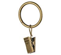 Lot de 30 crochets de rideaux en laiton antique pour tringle à rideau, ce petit anneau de rideau avec clips s'adapte aux panneaux de rideaux jusqu'à 1 à 1,9 cm