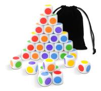 Lot de 30 cubes de couleur, 6 couleurs avec points, cubes réglables de 16 mm, cubes colorés pouvant être utilisés dans la salle de classe, pour enseigner les couleurs de base et neutres.
