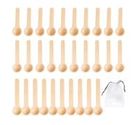 Lot de 30 cuillères à épices, 1 sac de rangement, mini cuillères en bois, petite cuillère de cuisine ronde, cuillère à sel quantitative, petite cuillère ménagère, cuillère à thé d'épices, cuillère à