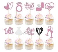 Lot de 30 décorations de cupcakes « Bride to Be » pour enterrement de vie de jeune fille, enterrement de vie de jeune fille, 11,5 x 5 cm