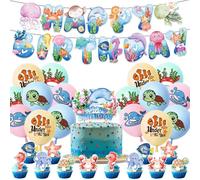 Lot de 30 décorations de fête d'anniversaire pour enfants, bannière de ballon, ballon du monde sous-marin, octobre, dauphins, tortues, thème animal