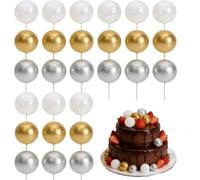Lot de 30 décorations de gâteau Topp Die Torte blanc doré argenté pour fête d'anniversaire, mariage, anniversaire de mariage, fête (multicolore 1)