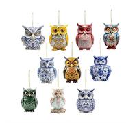 Lot de 30 décorations de hibou en bois de style chinois, 8 cm 2D sculpté rustique, décoration d'arbre de Noël, décoration de maison vintage, cadeau porte-bonheur