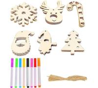 Lot de 30 décorations de Noël à suspendre avec 8 marqueurs colorés pour enfants avec ficelle de suspension TRIXES