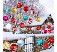Lot de 30 décorations de pelouse Double Face en Plastique à Suspendre pour Noël, Maison, Bureau, Arbre, Porche, Cour (Style coloré)