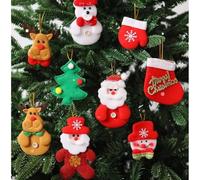 Lot de 30 décorations en feutre pour sapin de Noël avec motif Père Noël, bonhomme de neige, renne, décorations colorées pour la maison (30 paquets de 3 chacun)