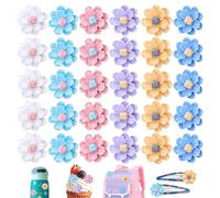 Lot de 30 décorations en résine de fleurs colorées pour cupcakes, gâteaux et gâteaux