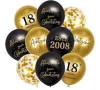 Lot de 30 décorations pour 18e anniversaire, 18e anniversaire pour garçons et filles, noir et doré avec 18 et 2008, décoration d'anniversaire