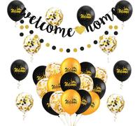 Lot de 30 décorations « Welcome Home » avec guirlande de bienvenue et ballons