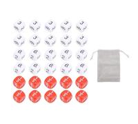 Lot de 30 dés blancs et rouges à 6 côtés en plastique standard de 16 mm | Jeu de dés classiques de 16 mm pour jeux de société, fêtes, apprentissage des mathématiques avec construction en plastique