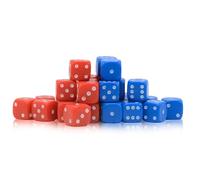 Lot de 30 dés D6 | Classique 10 mm (15 rouges et 15 bleus)