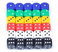 Lot de 30 dés multicolores D6 à 6 côtés, 22 mm en acrylique avec 6 couleurs pour jeux de table, multicolore avec coins arrondis, pour fête et salle de classe, jouets éducatifs, cours de mathématiques