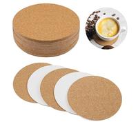 Lot de 30 dessous de verre autocollants en liège - 10 x 0,2 cm - Isolation ronde - Pour travaux manuels - Dessous de verre - Pour boissons, bar, tasses