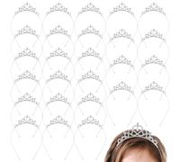 Lot de 30 diadèmes de princesse en forme de cœur avec strass en forme de cœur - Accessoires pour cheveux argentés - Serre-tête réglable en alliage pour mariage, anniversaire