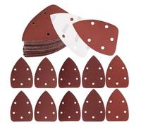 Lot de 30 disques abrasifs, 5 trous, papier de verre auto-agrippant, feuilles de ponçage triangulaires, grains 180 assortis pour ponçage, polissage, ponceuse orbitale aléatoire