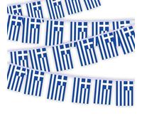 Lot de 30 drapeaux de la Grèce, 10 mètres de guirlande de drapeaux en corde rectangle grecque, bannières décoratives utilisées pour décorer les cours String Grèce