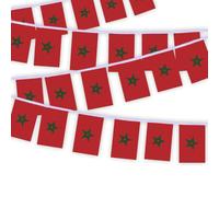 Lot de 30 drapeaux marocains guirlande drapeaux, 10 mètres drapeaux à corde rectangulaires du peuple marocain, bannières décoratives utilisées pour décorer les cours String Morocco