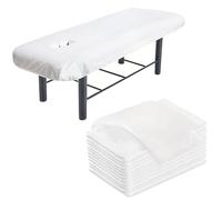 Lot de 30 draps-housses jetables pour table de massage, 110 x 215 cm, housse jetable avec découpe pour le visage, pour table de massage et chaise longue, tissu non tissé, élastique, doux et respirant
