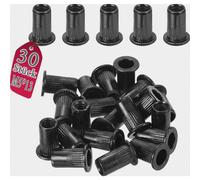 Lot de 30 écrous à sertir M5 en acier inoxydable A2 à tête plate ronde, écrous à sertir aveugles, inserts filetés à pression, finition oxyde