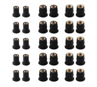 Lot de 30 écrous de puits en néoprène avec écrous captifs en laiton, tailles de filetage M5 M6 pour pare-brise de moto et pour remplacement de fixation de carrosserie VTT