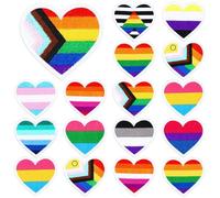 Lot de 30 écussons brodés à thermocoller ou à coudre, motif cœur arc-en-ciel, LGBTQ, Progress, lesbiennes, gays, bisexuels, transgenres, loisirs créatifs pour vêtements, veste, jean, robe, sac à dos