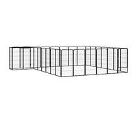 Lot de 30 enclos pour chien - Noir - 400 x 350 x 100 cm - En acier revêtu par pulvérisation - Enclos intérieur pour chiots avec toit - Enclos pour animaux de compagnie - Pour jardin et extérieur