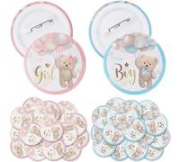 Lot de 30 épingles pour garçon ou fille, boutons de révélation du sexe de ballons mignons de 3,8 cm, accessoires de jeu et cadeaux (15 bleus et 15 roses)