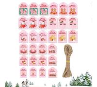 Lot de 30 étiquettes de Noël en bois avec ficelle et trous - Pour bricolage, anniversaire, Halloween, fête, cadeaux de famille, lettres de remerciement