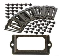 Lot de 30 étiquettes de tiroir en fer avec placage bronze antique pour étiqueter les compartiments de rangement, les rangées de cave à vin, les sections d'étagère de bibliothèque