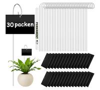 Lot de 30 étiquettes rectangulaires pour plantes - Avec stylo - Marqueurs de plantes pour le jardin en plein air - Étiquettes pour plantes en pot - Graines et fleurs
